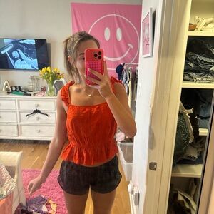 BP Orange Ruffled Crop Top